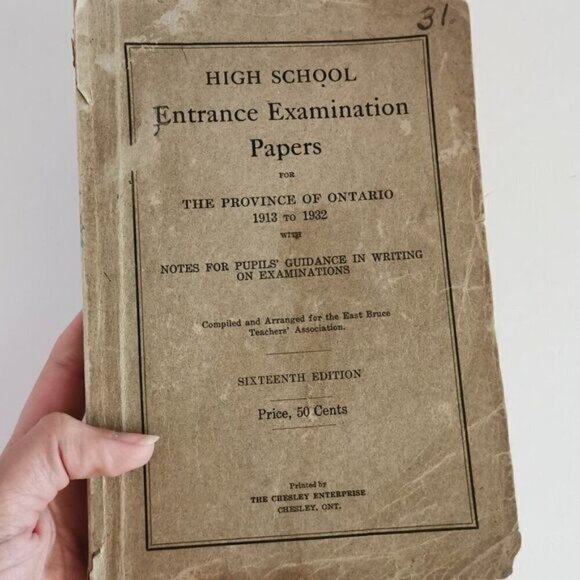 1930s High School Exam Papers Province Ontario, Vintage School Entrance Exams - Picture 1 of 9